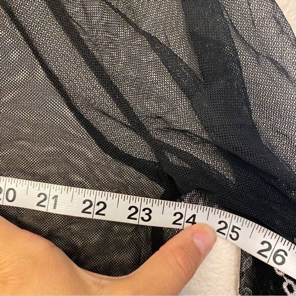 Alfani Sheer mesh Lace Embroidered black goth Blouse swimsuit cover-up nylon 1X - Picture 5 of 7